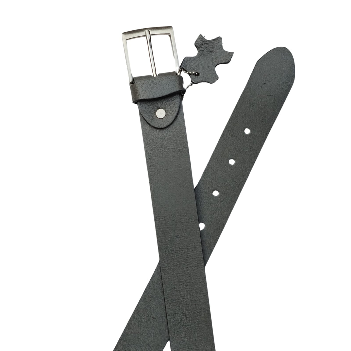 Men Buffalo leather belt grey color – photo 4