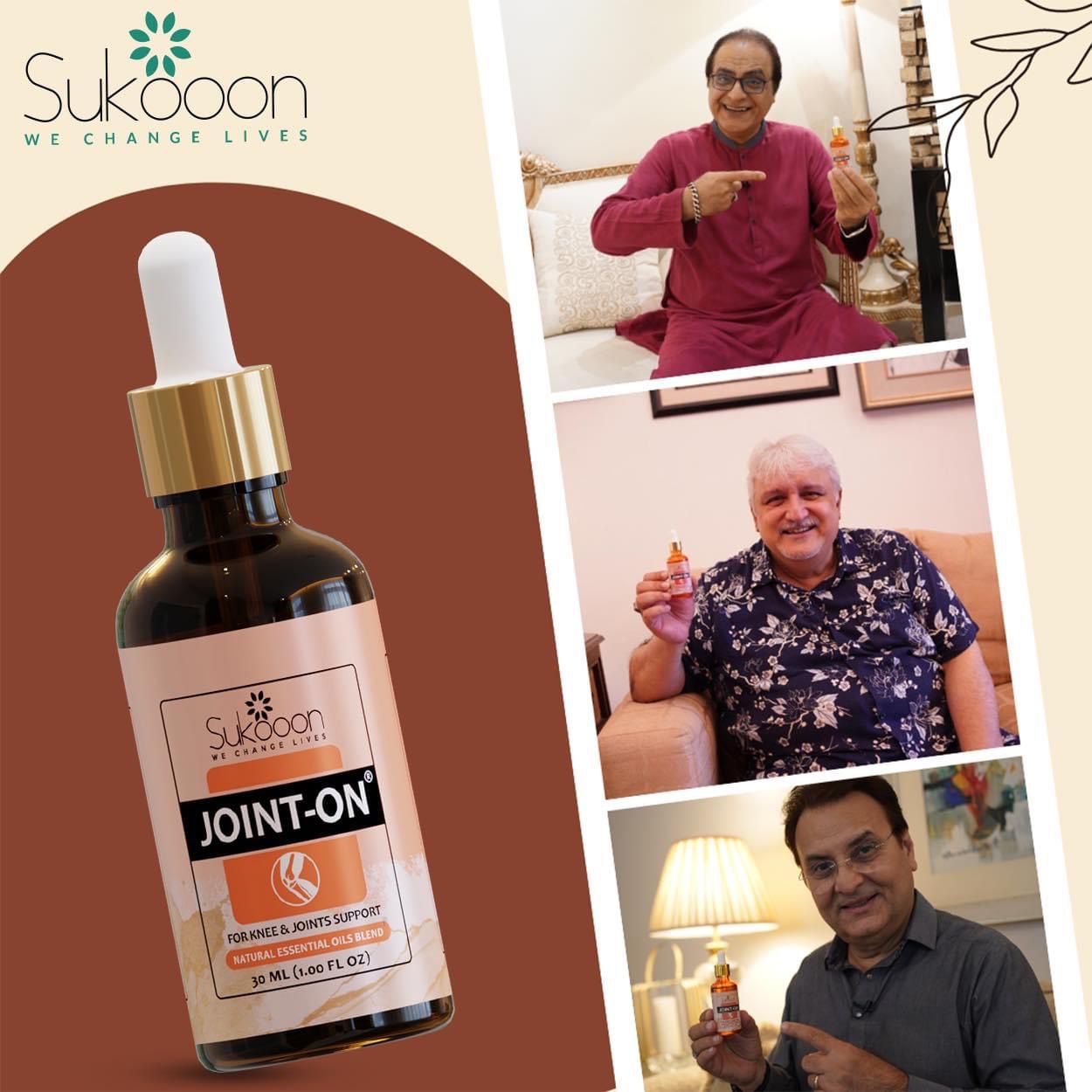 Sukoon Joint On Essential Oil Blend for pain in joints, back pain, arthritis pain, knee pain, tennis elbow, strains and sprains (30ml)