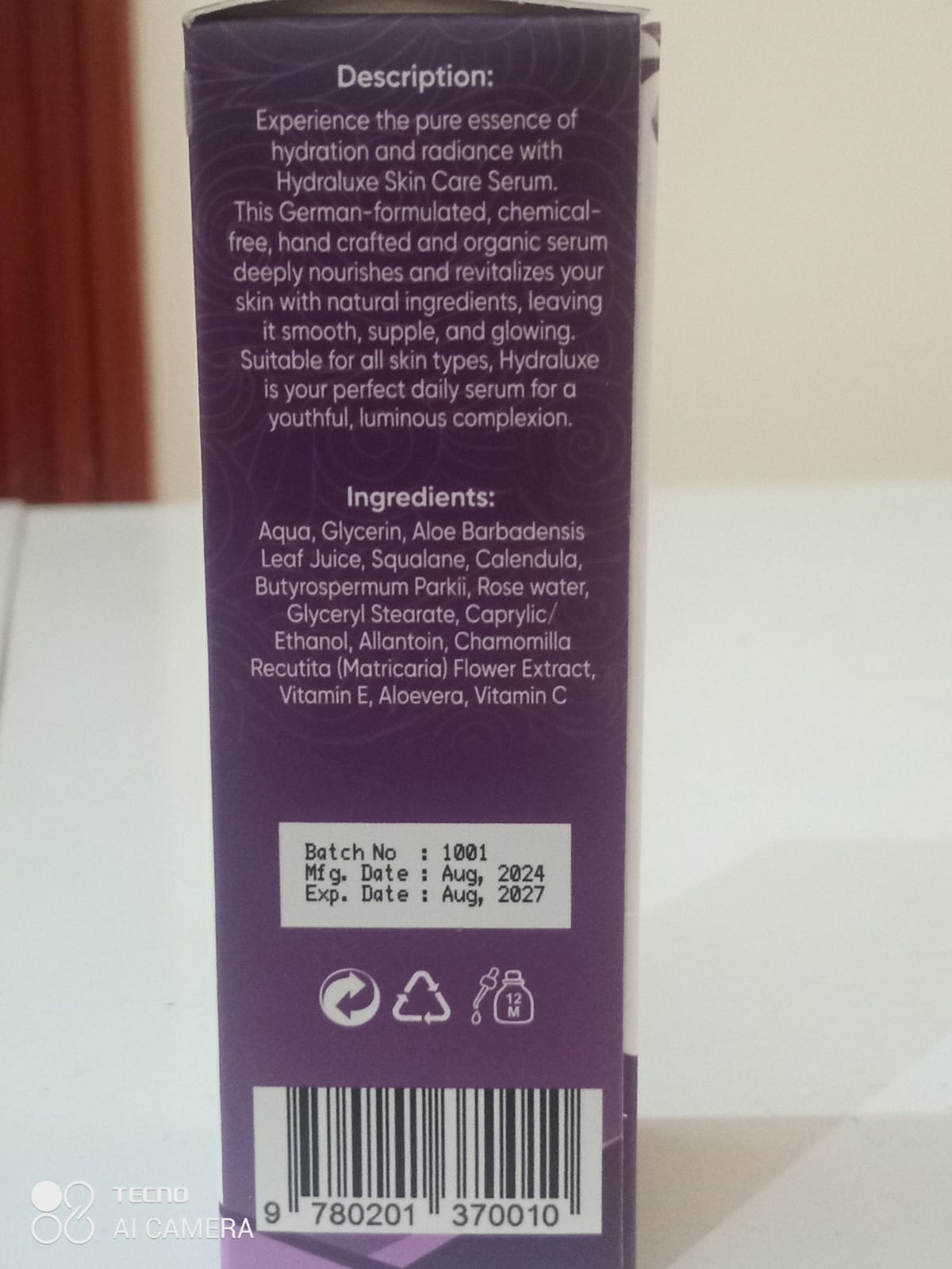 KC Hydraluxe Skin care Serum  | Natural Purity &amp; Radiance 30 ml / 1.01 fl. oz.