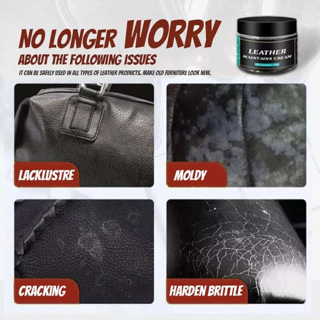 Leather Maintain Repair Cream Polish Restore Shine Moisturizing Care for Leather Products Shoe Bag Car Seat (50 Gm)(without sponge)