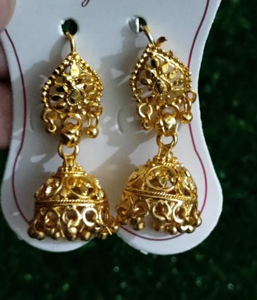 1 Pair Golden antique jhumke – photo 1