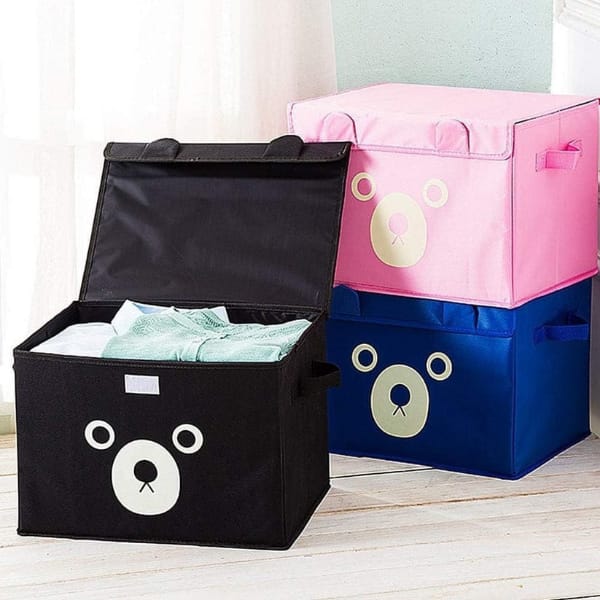 Panda Box - Storage Box - Cartoon Storage Box - Multipurpose Foldable Cube Storage Bin for Kids | Adorable Panda / Animal Design | Toys, Clothes &amp; Books Organizer (Random Color)