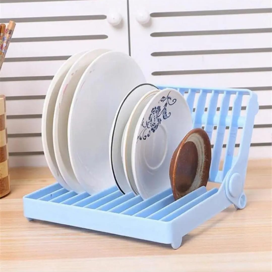 Small Kitchen Foldable Dish Plate Drying Rack | Multipurpose Space Saving Storage Organizer Plastic Rack (Random color)