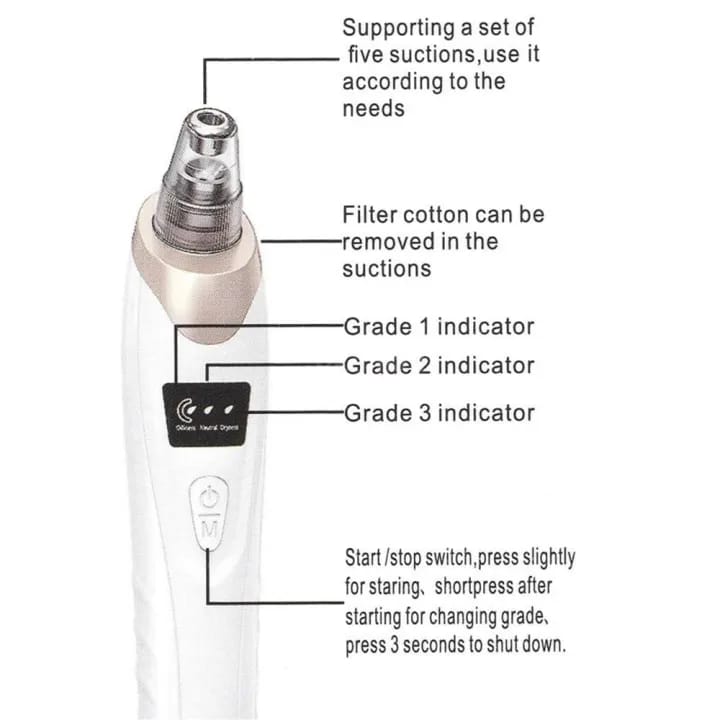 Face Vacuum Blackhead Remover Pore Cleaner | Electric Deep Cleansing Tool for Nose &amp; Face