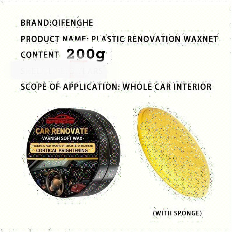 QIFENGHE Car Plastic Restorer - Auto Interior &amp; Panel Renewal Wax Coating Agent Car Wax Car Wax Polish 200gm + sponge