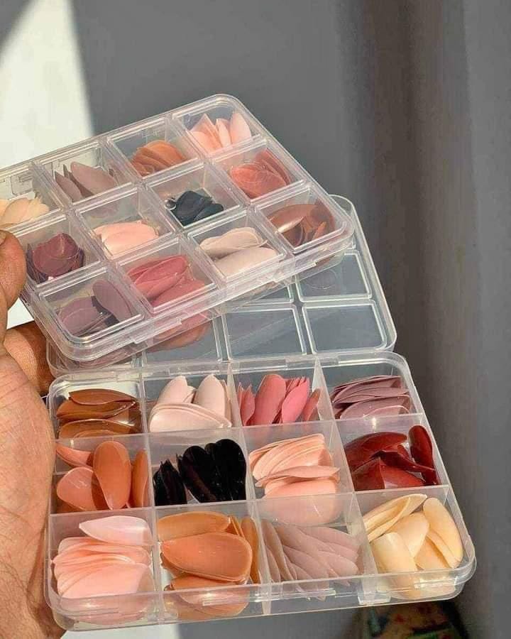 144 PCs nails box colorful and Shiny nails box (Random Color)