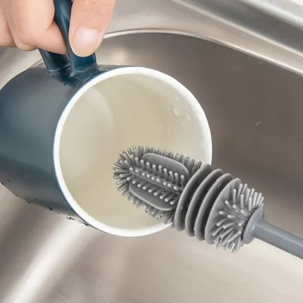 1 pcs Silicone Feeder Bottle Brush Glass Brush Cup Brushes Long Handle | Silicone Bottle Cleaning Brush With Long Handler (random Color)