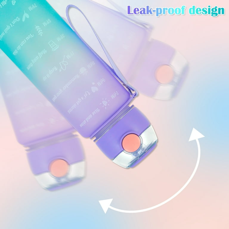 Sports Water Bottles 3 Pcs Set with Motivational Time Marker &amp; Leak Proof Flip Top Lid  (random color)