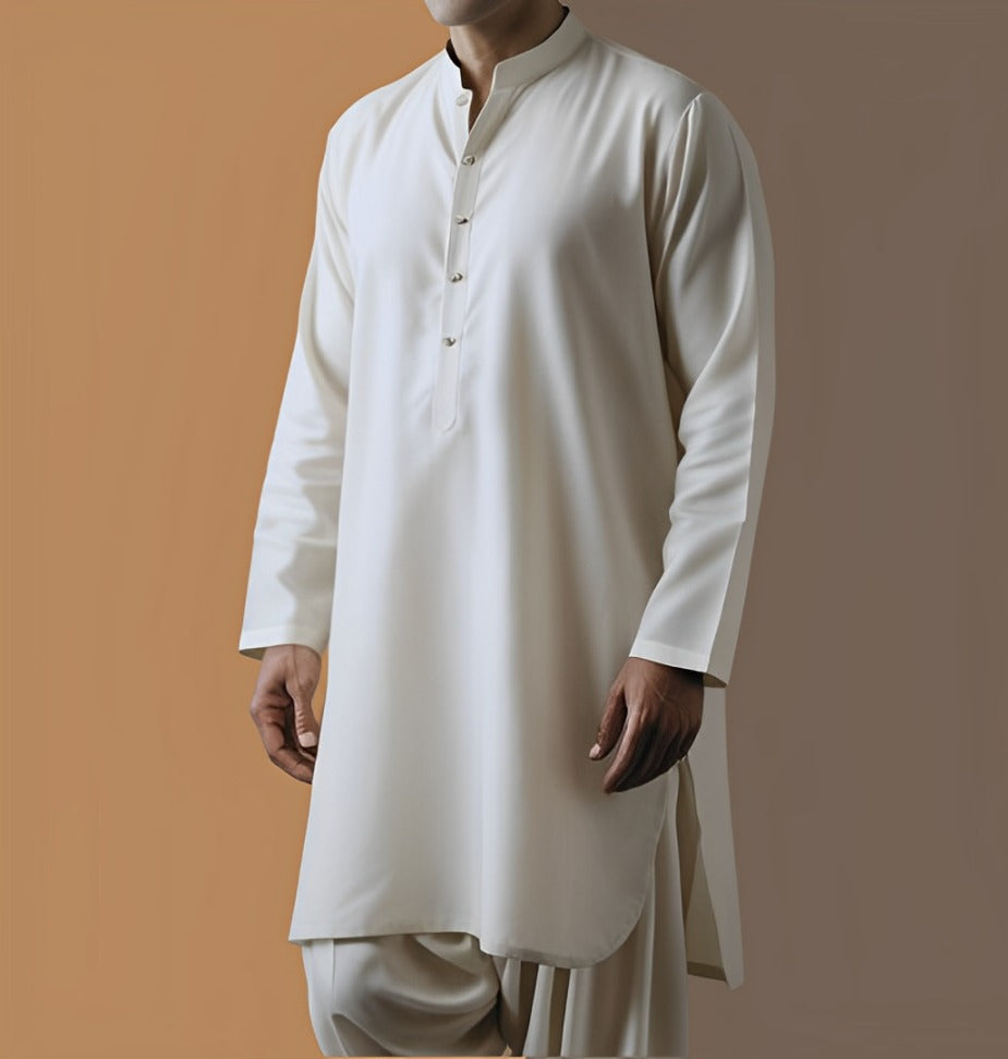 2 Piece OFF WHITE  UNSTITCHED FABRIC Gents Cotton