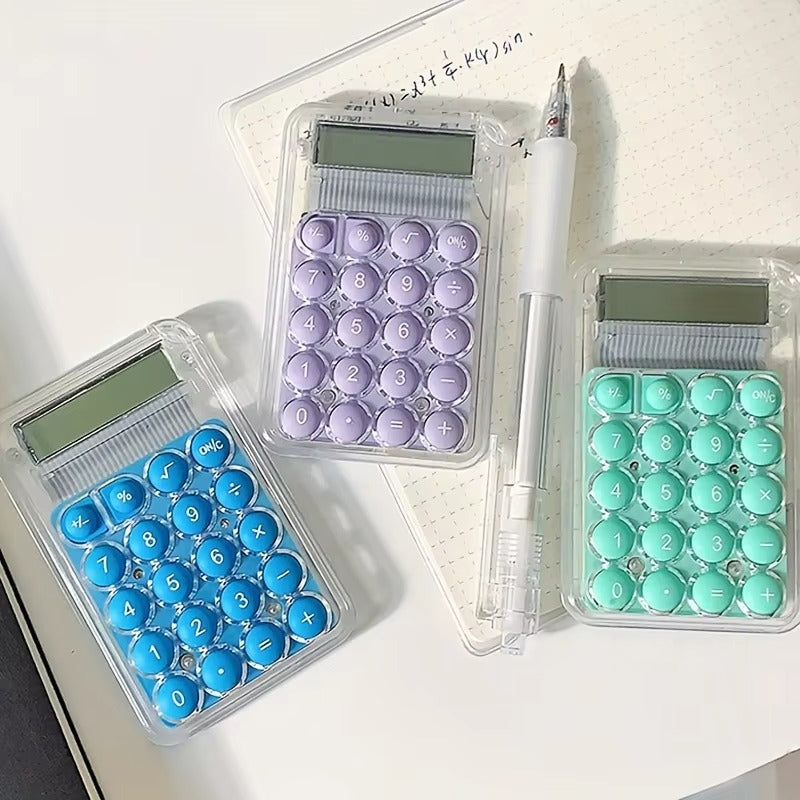 Student Calculator LCD Display Large Screen Siicone Buttons 8-digit Handheld Study Electronic Calculator School Supplies(random color)