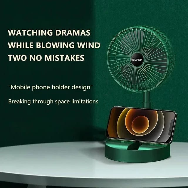 Rechargeable - Portable Telescopic Folding Fan Table Desk Fan | 3 Speeds Adjustable height Fan (Random color)