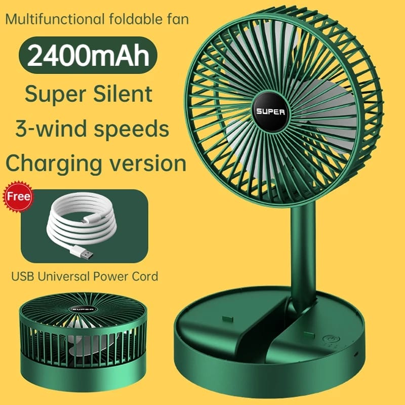 Rechargeable - Portable Telescopic Folding Fan Table Desk Fan | 3 Speeds Adjustable height Fan (Random color)