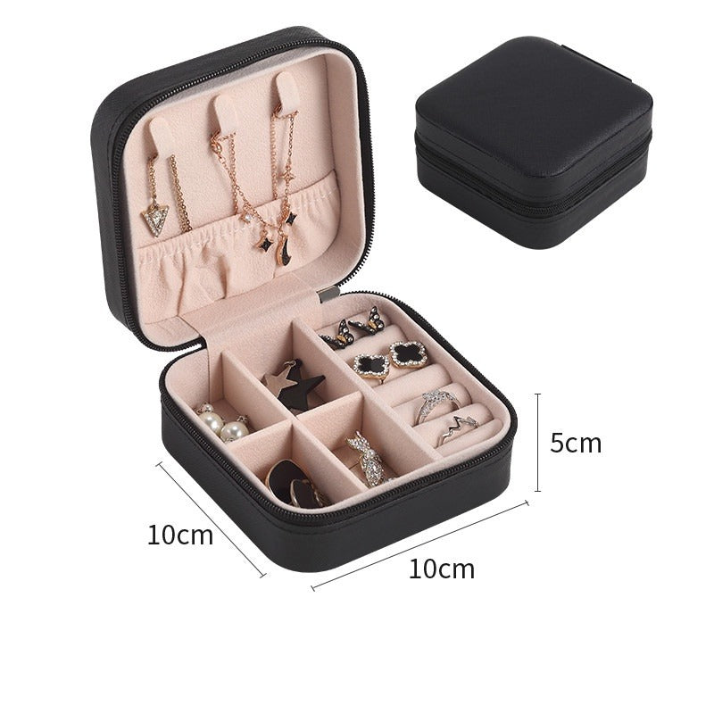 Travel Leather Pocket Jewellery Organizer With Box (Mix/Random color)