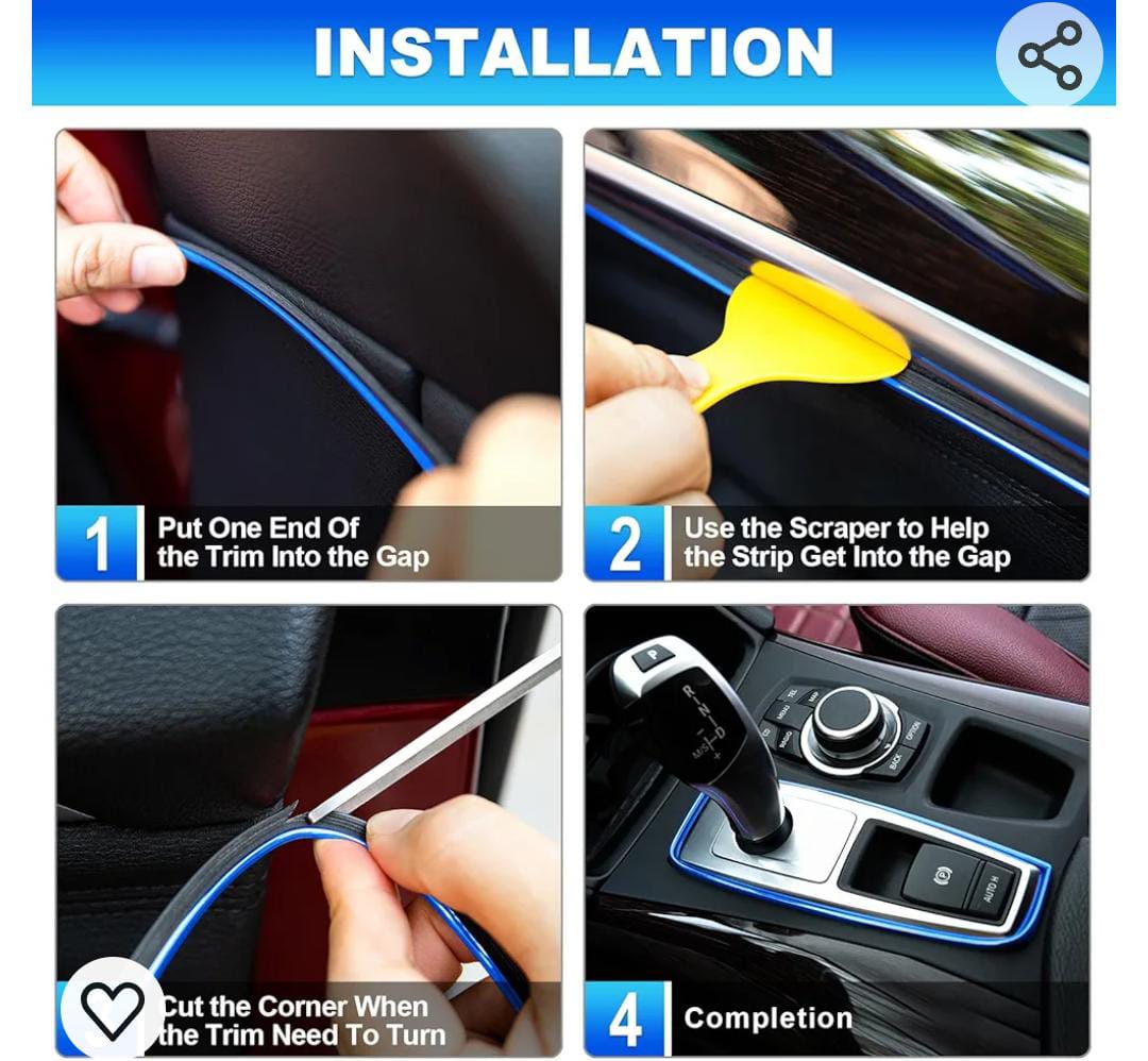 5Meter Cars Auto Accessories Dashboard Car Styling Interior Decoration Strips Molding Trim ( Red Color