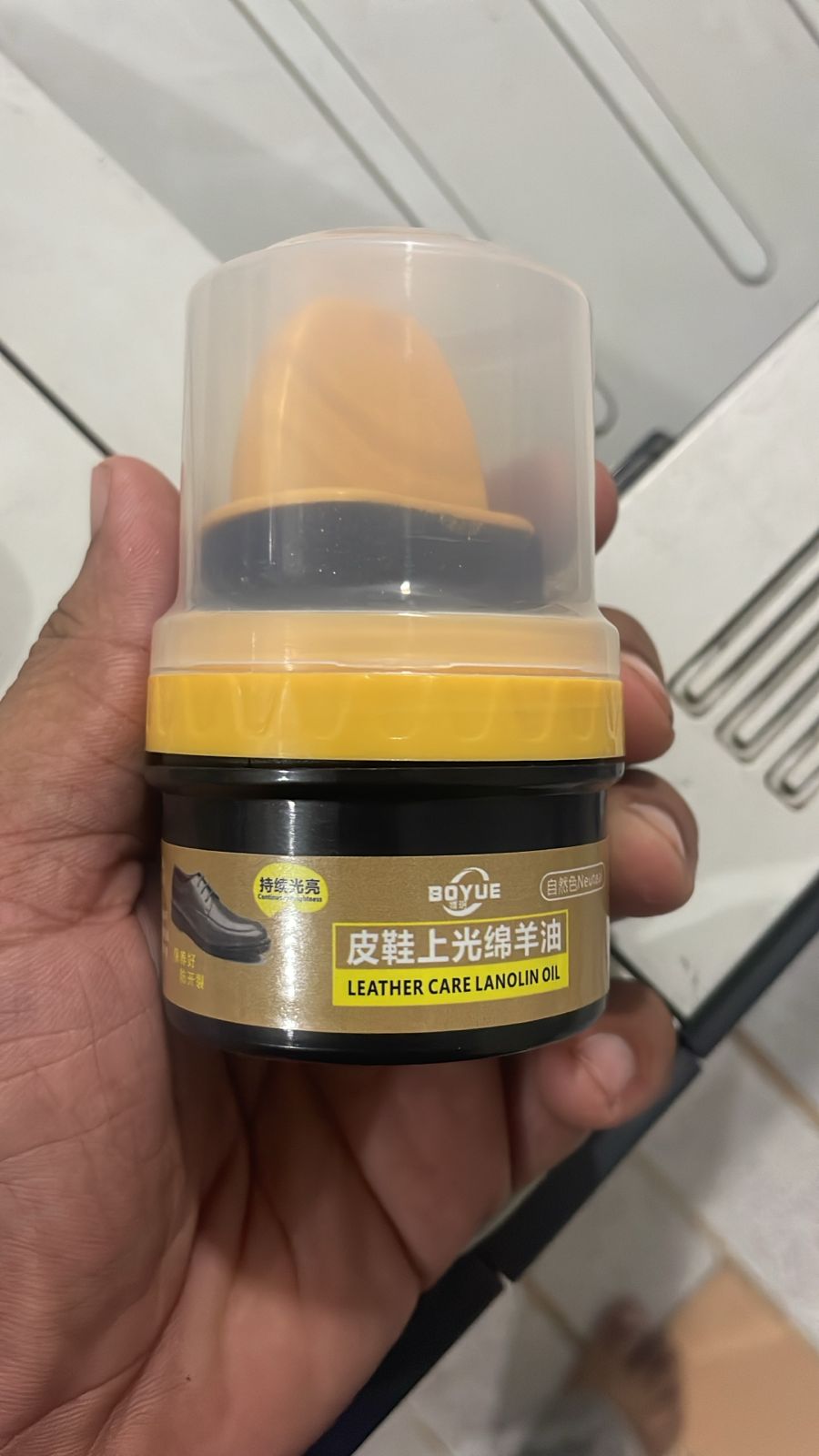 Black Leather Shoe Polish Cream with Sponge – photo 2