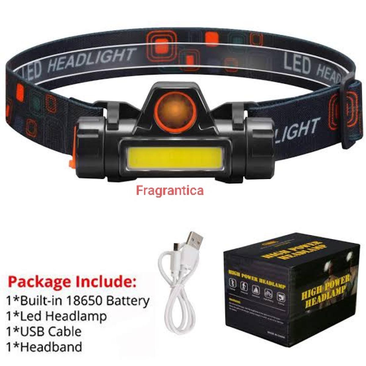 Rechargeable Ip65 Waterproof Headlight With COB Flashlight