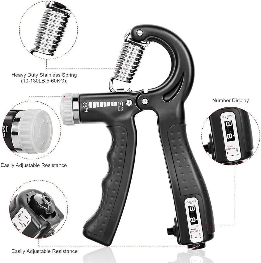 Hand Grip Strengthener Adjustable Resistance Wrist Strengthener Forearm Gripper Hand Workout Strength Trainer | With Counter (Random colour)