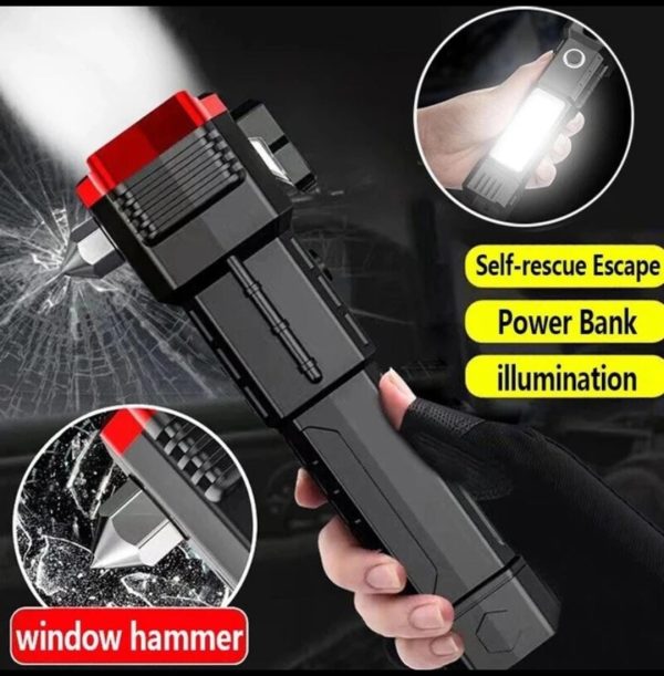 High-power Led Torch Light Rechargeable Flashlight And Multifunctional Tactical Hammer &amp; Power Bank To Charge the Phone With Box~ 3000 mAh (random Color)