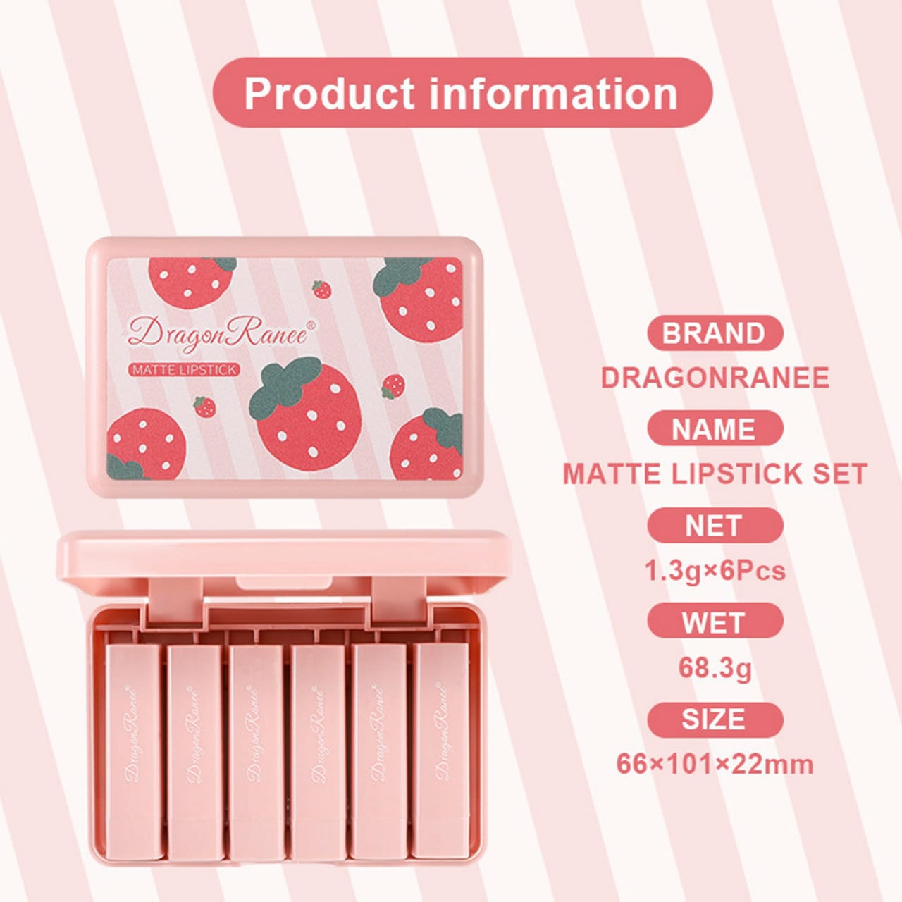 6 Pcs Dragon Ranee Matte Lipstick Set, Pack of 6