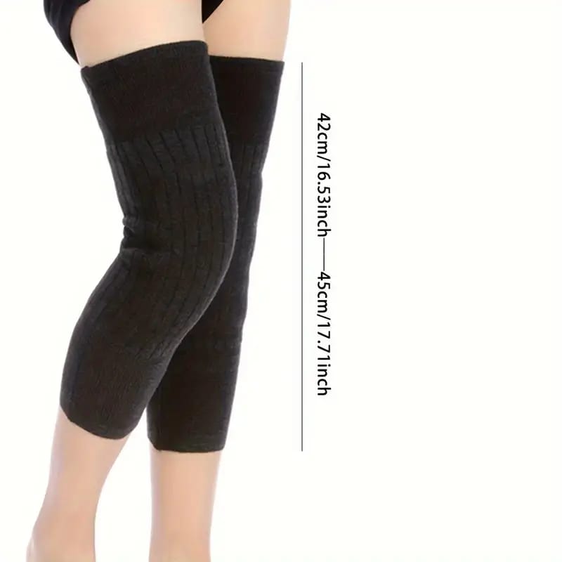 (1Pair) Knee Warmer Woolen Knee Cap For Men And Women (random Design)