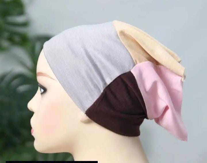Multicolor Women? Jersey 4-in-1 Underscarf Tube Cap �Soft, Stretchable Hijab Inner (Random color)