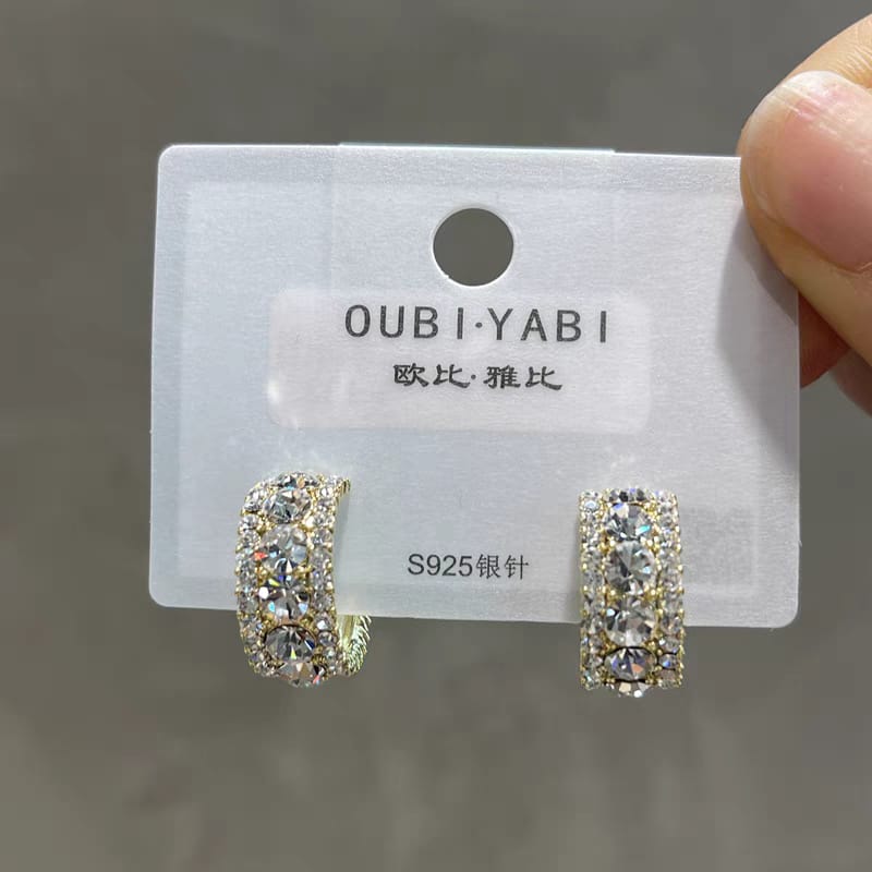 Korean luxury zirconium hoops Earrings  For Girls - silver
