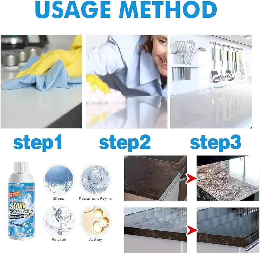 Stone crystal Agent Cleaner, Marble Cleaner and Polish, Universal Stone Cleaner(Tile cleaner) 250ml