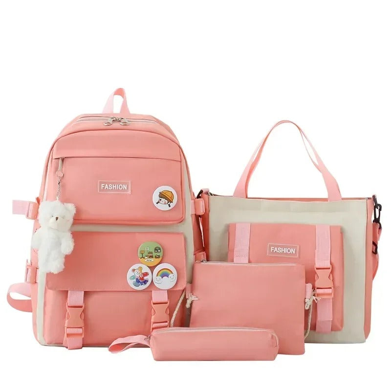 4-Piece School Bag Set: Stylish &amp; Practical new arrival 2024 - Black