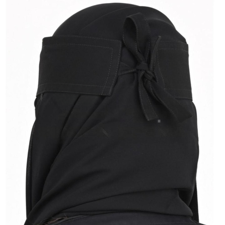 Chiffon Saudi Locket Niqab �Premium A1 Quality Black Face Veil (Black) (Random Locket )