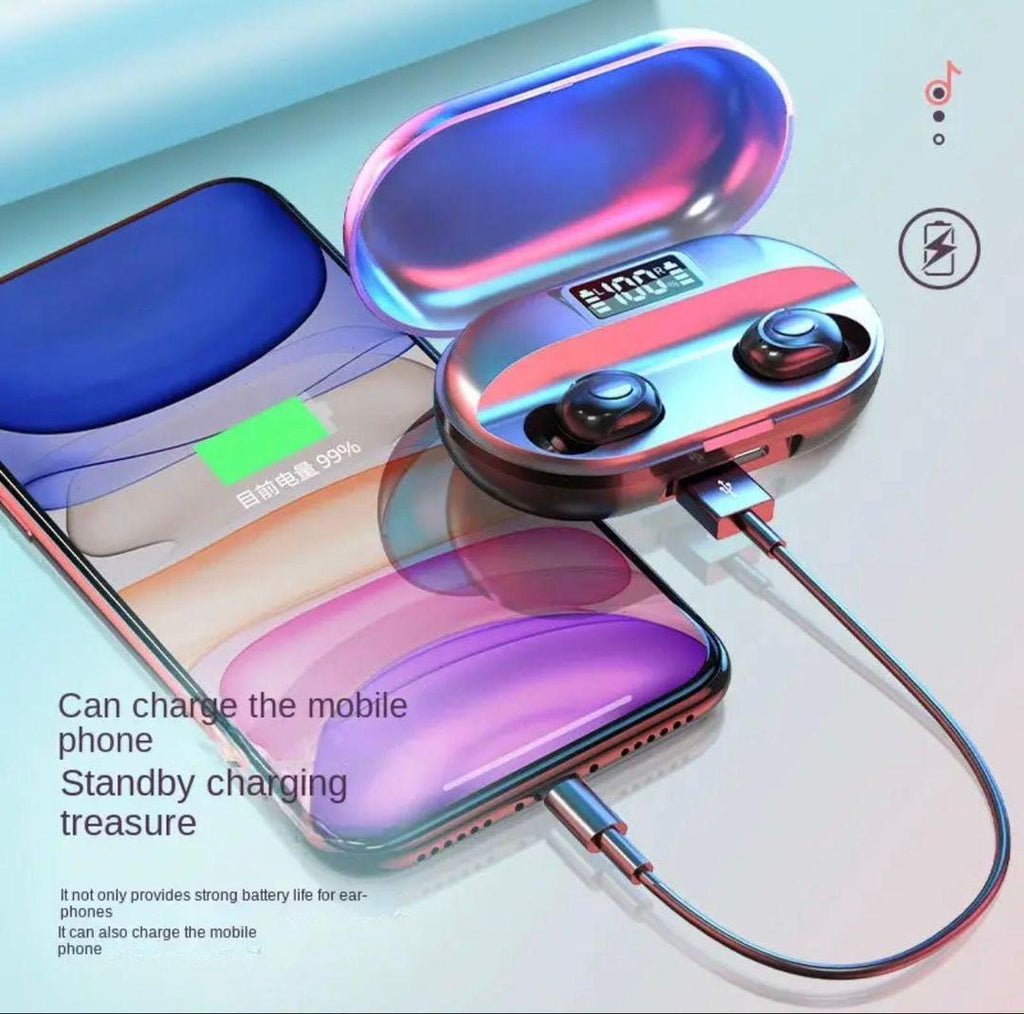 T2 TWS Wireless Earbuds Bluetooth 5.1 with LED Indicator, Type-C Charging Case, Noise Reduction & Long Battery Backup