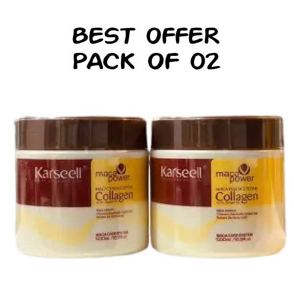 Pack Of 02 | Sealed Packed | Karseell Hair Mask Collagen Treatment Cream �Argan Oil &amp; Maca Essence, 16.9 OZ 500ml