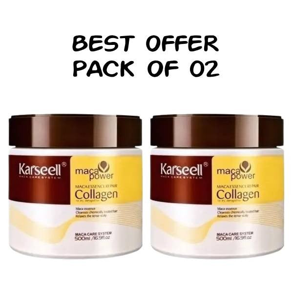 Pack Of 02 | Sealed Packed | Karseell Hair Mask Collagen Treatment Cream �Argan Oil &amp; Maca Essence, 16.9 OZ 500ml