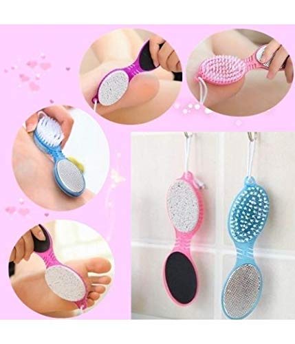 4 In 1 Foot Scrubber | Multi Use Pedicure Paddle Brush �4 Step Pedicure Cleanse, Scrub, File And Buff (random Color)