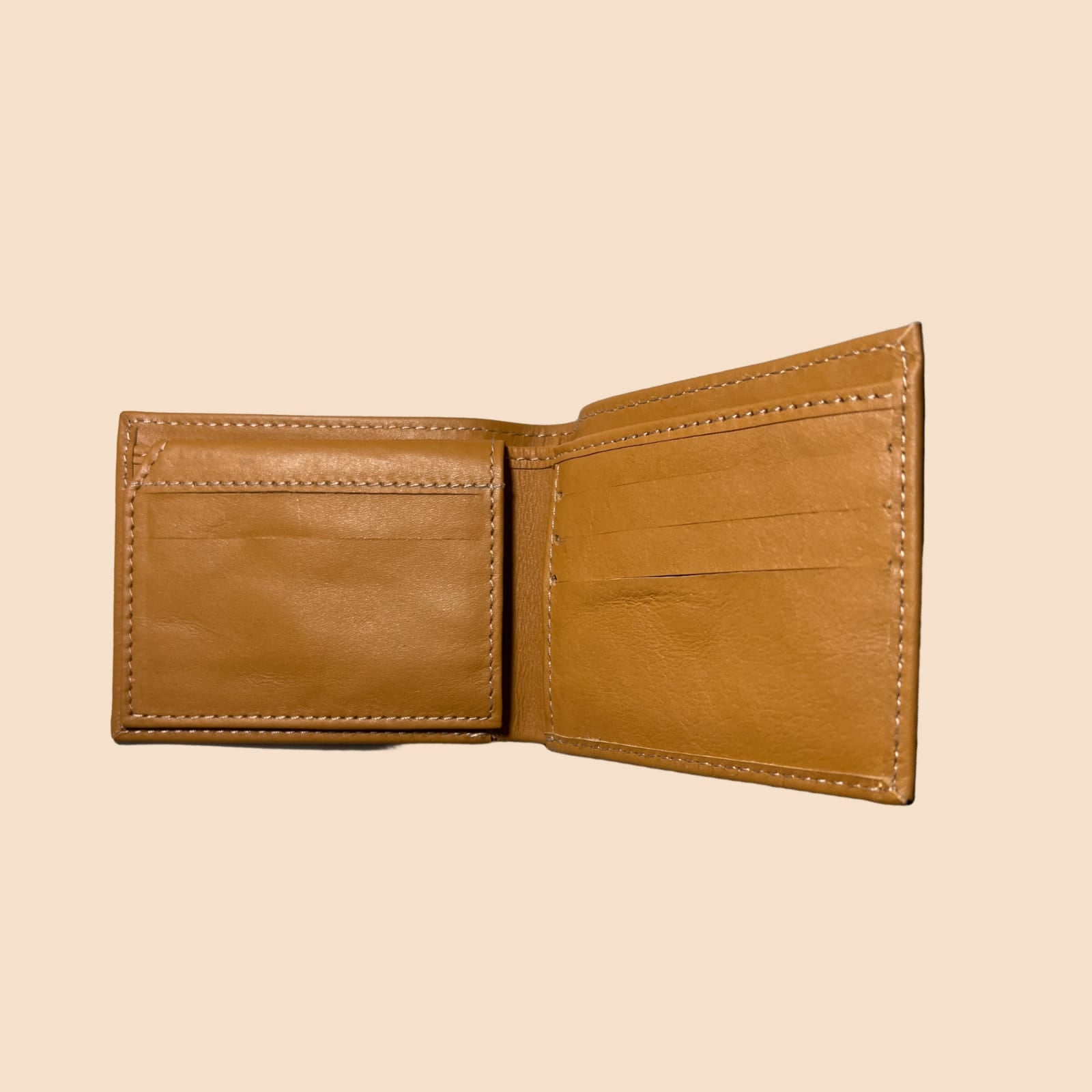 buffalo Leather  Plain Wallet Men Short Wallet Purse Small Vintage Wallets Card Holder ( camel color )