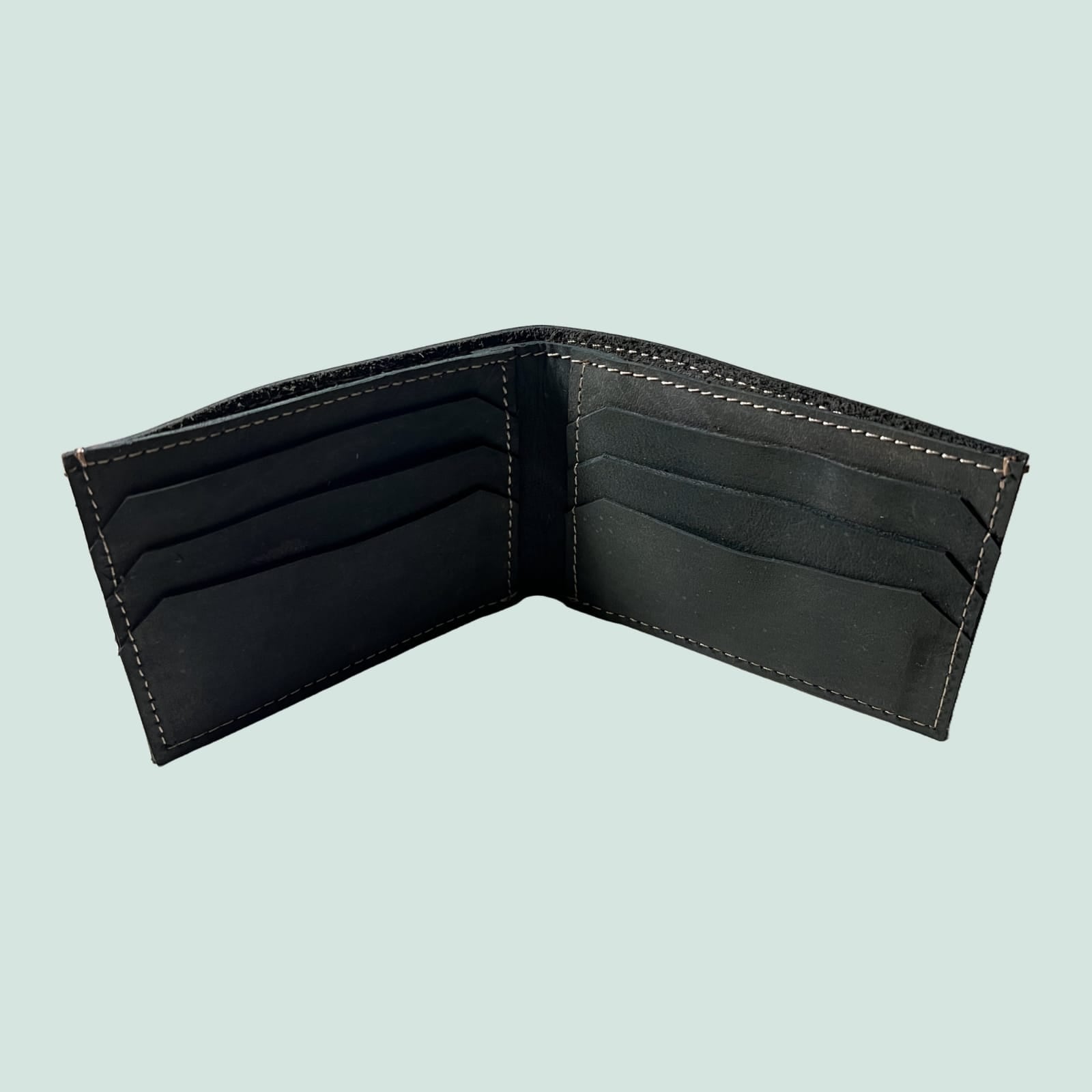 Neubic cow Leather Plain Wallet Men Short Wallet Purse Small Vintage Wallets Card Holder ( black )
