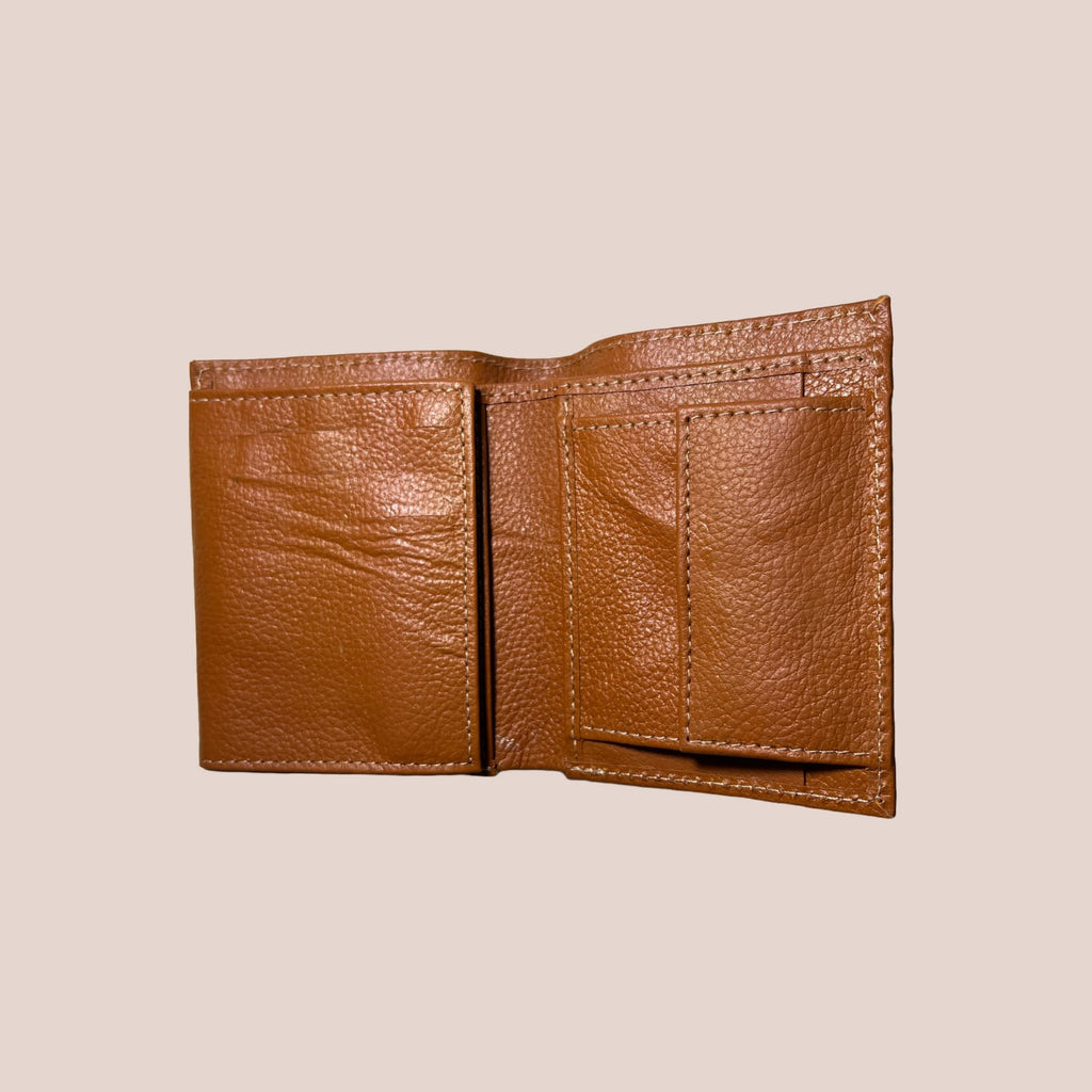 cow Leather texture Wallet Men Short Wallet Purse Small Vintage Wallets Card Holder ( brown )