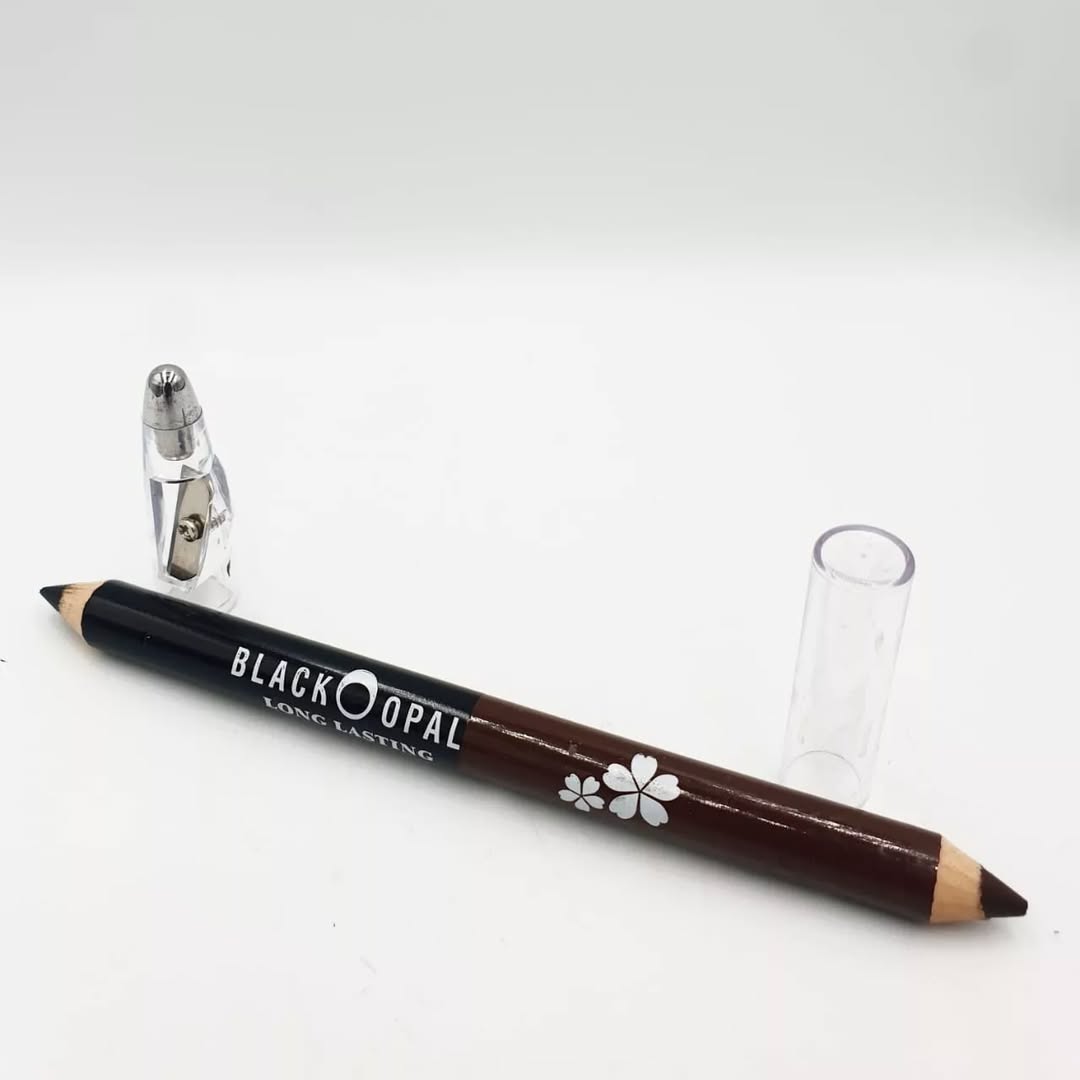 2 in 1  BLK/OPL Eye Pencil With Sharpener, Makeup 2 Colors Cosmetic Beauty Eyebrow Tool( Pack of 12 )