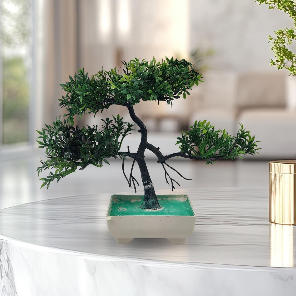 Pack Of 3 Bonsai Trees, ( Green, Yellow, Orange ) Room Decor Bonsai Tree for Home Bedroom Farmhouse Office Desk Decor, Artificial Bonsai Trees | Fake Pot | Best Artificial Pot