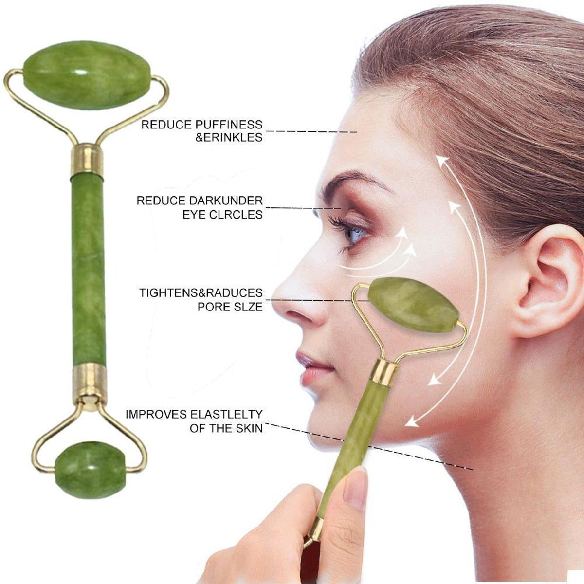Combo Deal Of - Derma Roller 540 Titanium Needle (0.5mm) + Flawless Jade Roller With Guasha Stimulates Healthier Skin