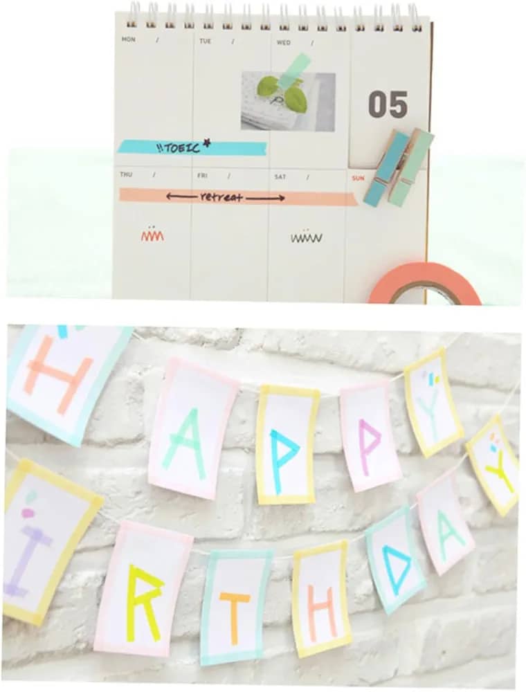 10 Rolls Chic Washi Tape Colorful Rainbow Design Removable Decorative Tape for DIY Stationery Wrapping Photo Album (Random Color)