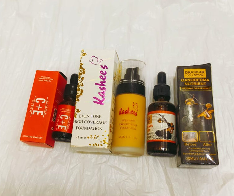pack of 3 Vitamin C &amp; E Serum +Darkening Serum +Kashees Foundation