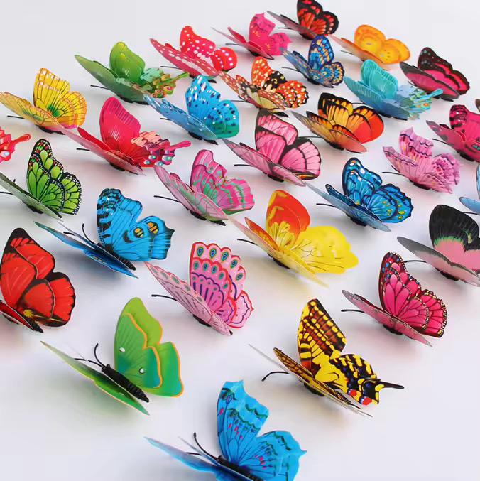 Pack of 12  3D Simulation Butterfly Fridge Magnet Decoration Craft buterfly magnets Butterfly Picks Ornaments Wall Decor (Random Design)