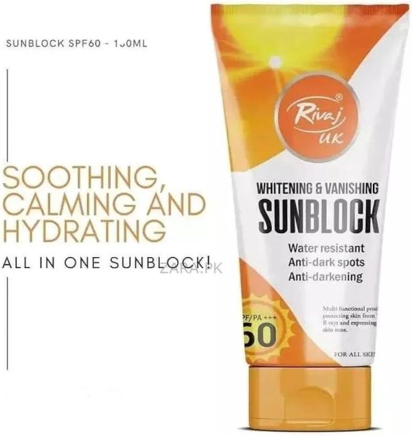 Rivaj Sunblock Whitening &amp; Vanishing SPF60 Ideal for all skin types 150ml