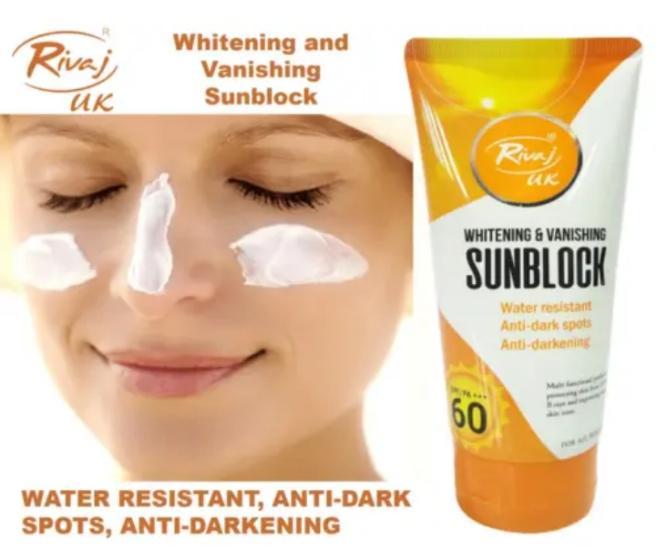Rivaj Sunblock Whitening &amp; Vanishing SPF60 Ideal for all skin types 150ml