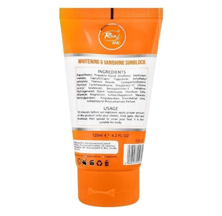 Rivaj Sunblock Whitening &amp; Vanishing SPF60 Ideal for all skin types 150ml