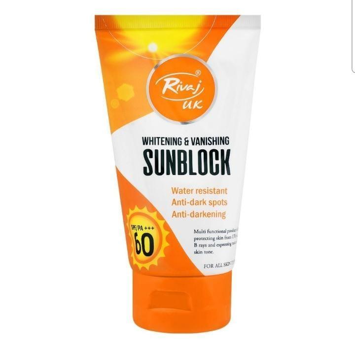 Rivaj Sunblock Whitening &amp; Vanishing SPF60 Ideal for all skin types 150ml