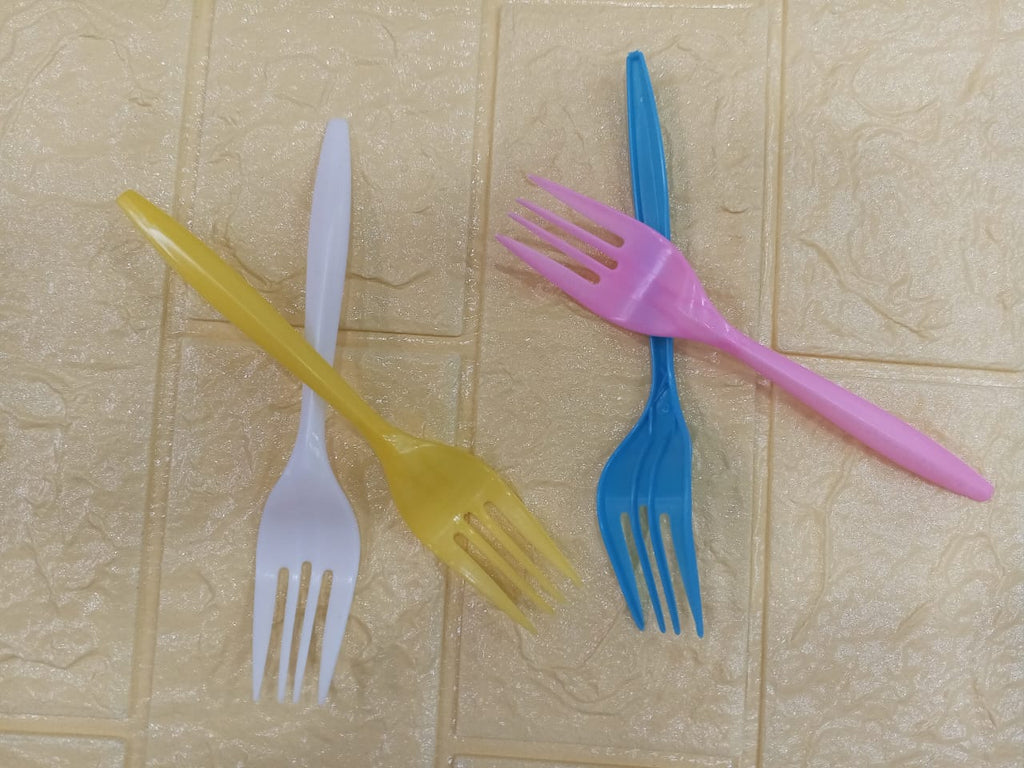 24pcs Imported Disposable Plastic Fork Party Cutlery Fork Birthday Party Tableware for Cake Dessert (Mixed colour)