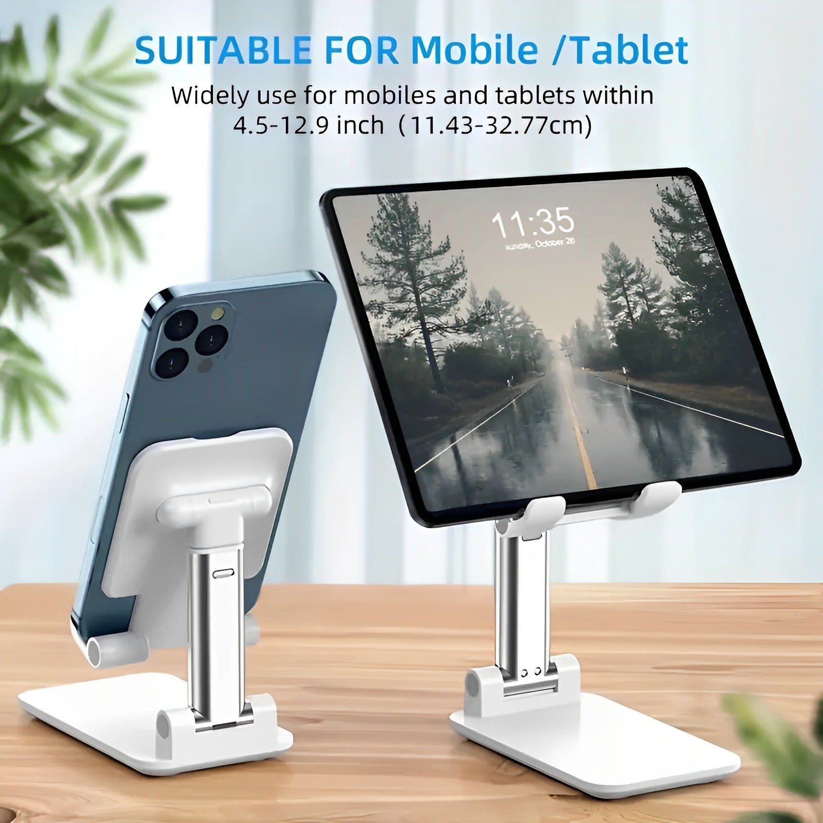 Foldable &amp; Adjustable Mobile Phone and Tablet Stand | Flexible Desktop Mount &amp; Lazy Bracket Support for All Devices (Random Color)
