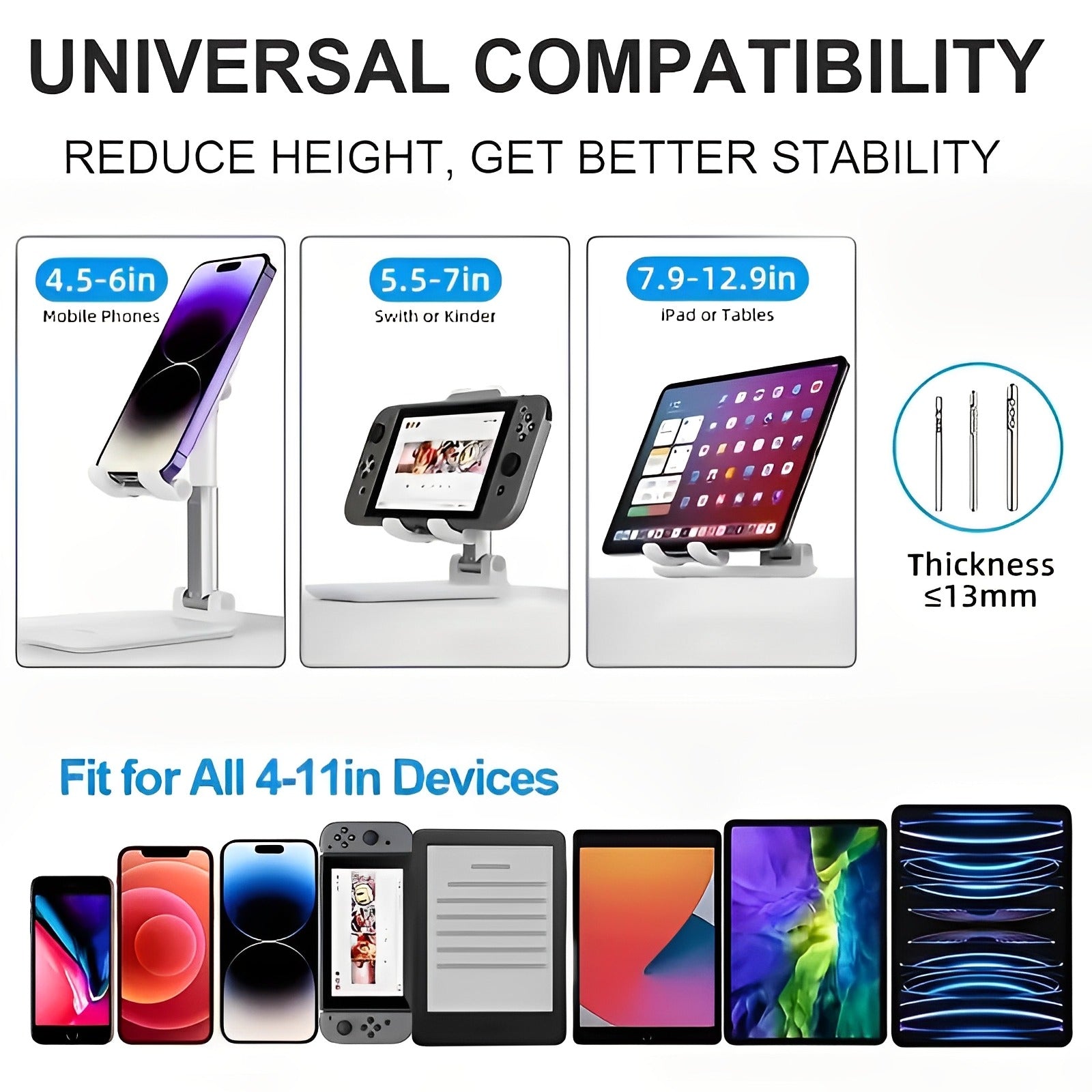 Foldable &amp; Adjustable Mobile Phone and Tablet Stand | Flexible Desktop Mount &amp; Lazy Bracket Support for All Devices (Random Color)