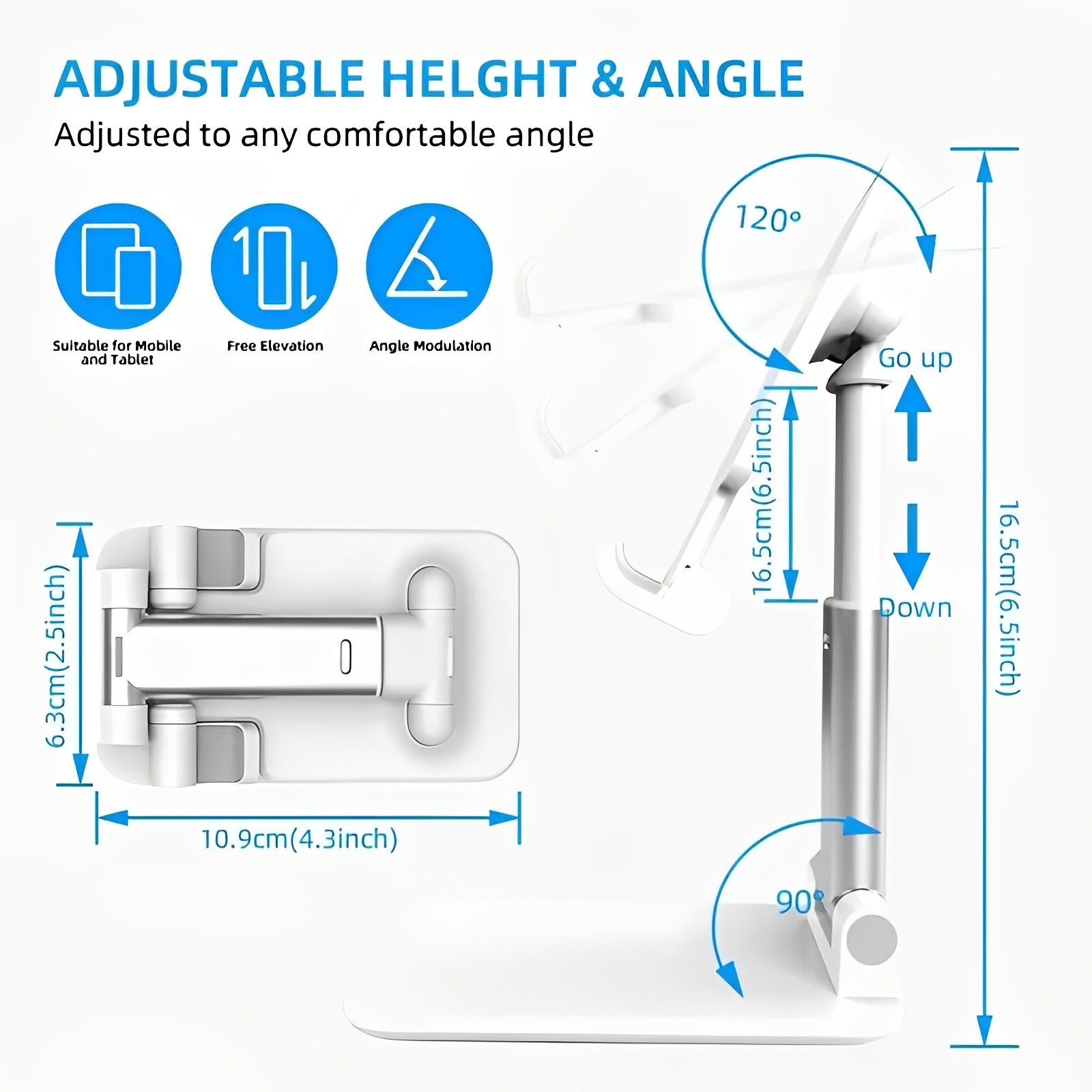 Foldable &amp; Adjustable Mobile Phone and Tablet Stand | Flexible Desktop Mount &amp; Lazy Bracket Support for All Devices (Random Color)